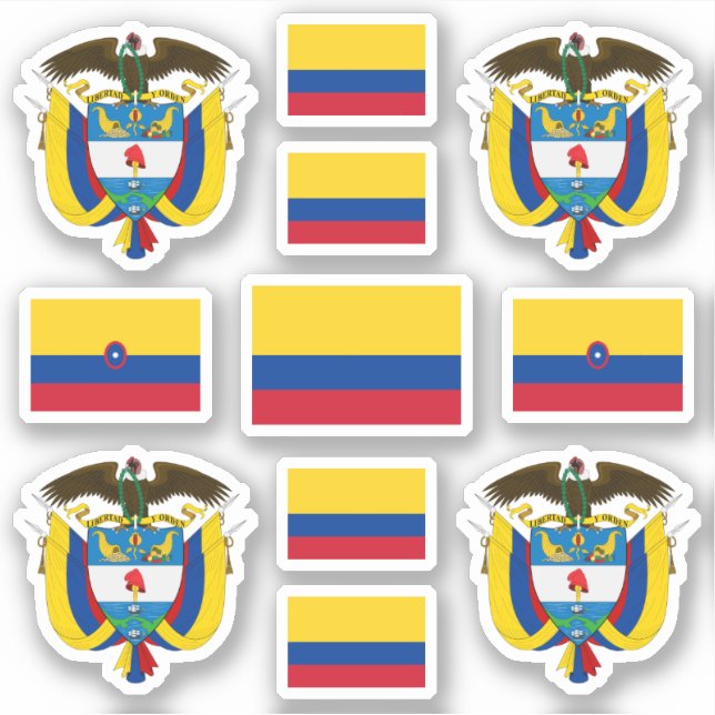 Pegatina Símbolos del estado colombiano / escudo de armas y (Anverso)