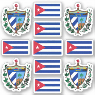 Pegatina Símbolos del estado cubano / escudo de armas y ba