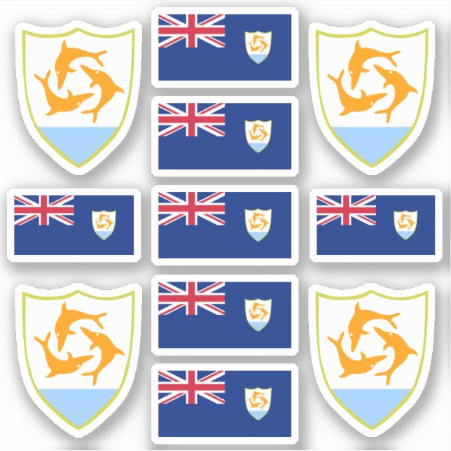 Pegatina Símbolos del estado de Anguillan / escudo de armas (Anverso)