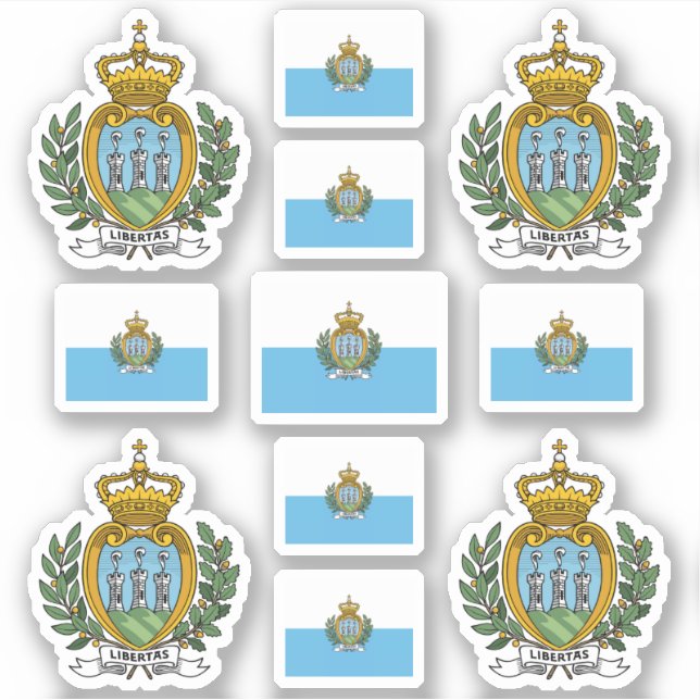 Pegatina Símbolos del estado de San Marino / escudo de arma (Anverso)