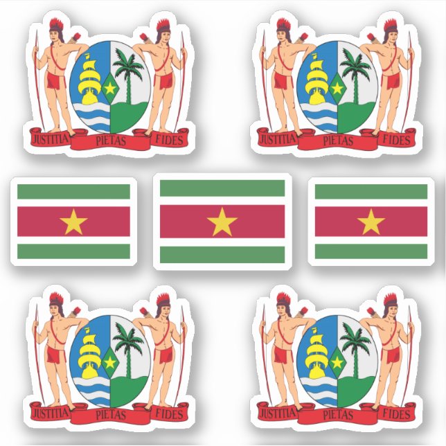 Pegatina Símbolos del estado de Surinam / escudo de armas y (Anverso)