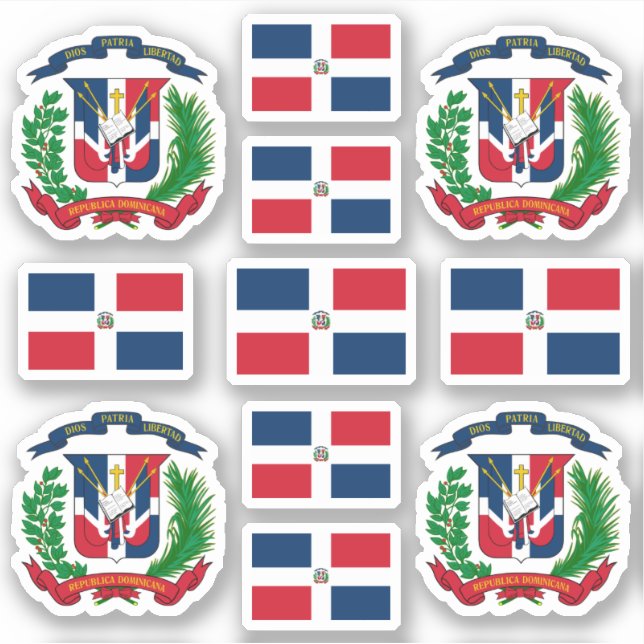Pegatina Símbolos del estado dominicano / escudo de armas y (Anverso)