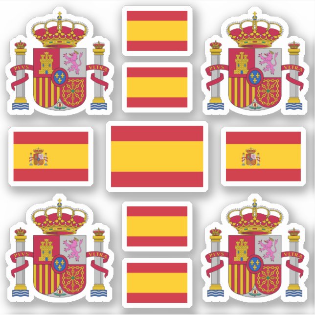 Pegatina Símbolos del Estado español / escudo de armas y ba (Anverso)