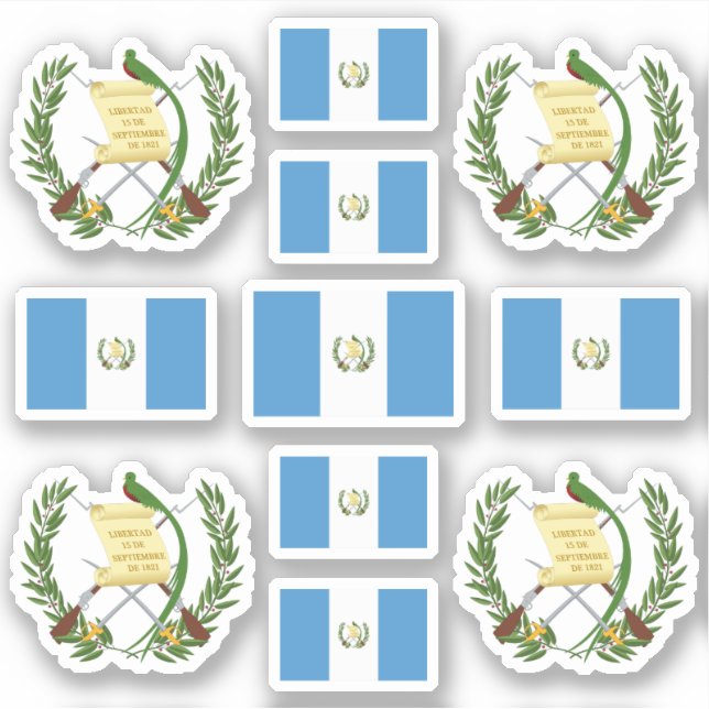 Pegatina Símbolos del estado guatemalteco / escudo de armas (Anverso)