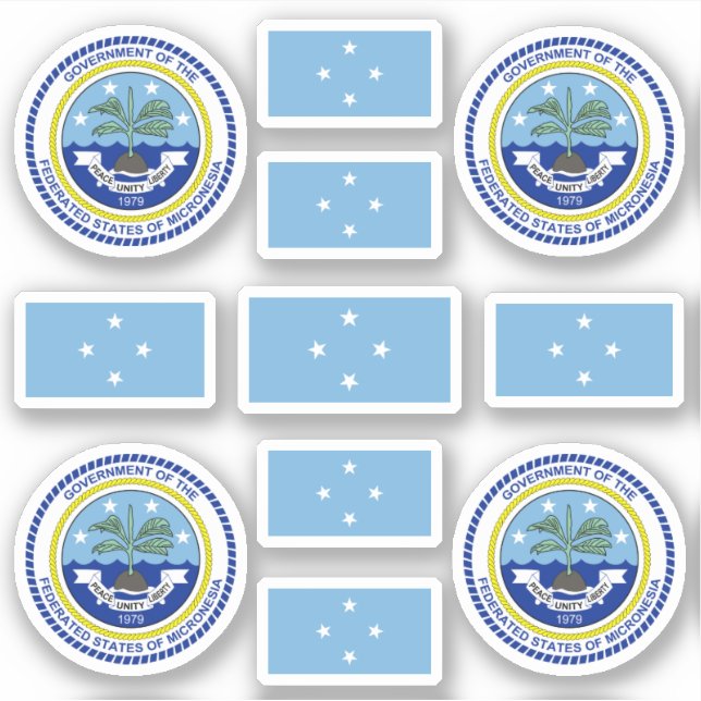 Pegatina Símbolos del estado micronesio / escudo de armas y (Anverso)
