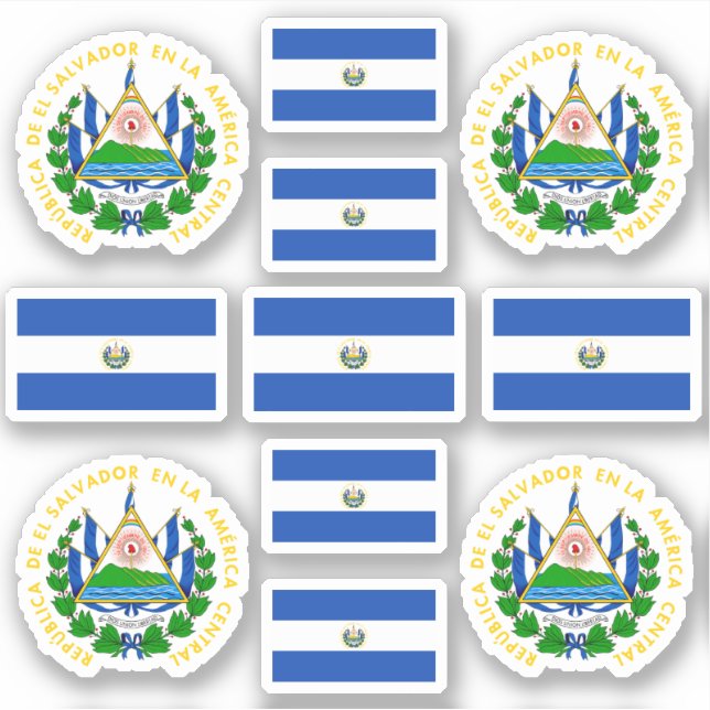 Pegatina Símbolos del estado salvadoreño / escudo de armas  (Anverso)