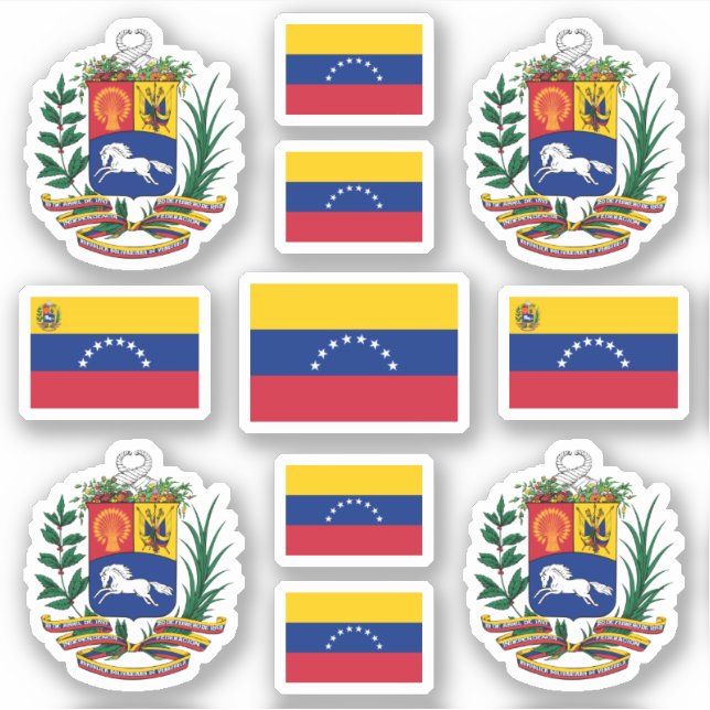 Pegatina Símbolos del estado venezolano / escudo de armas y (Anverso)