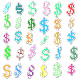 Pegatina Símbolos del Rótulo de dólar de la diversión (