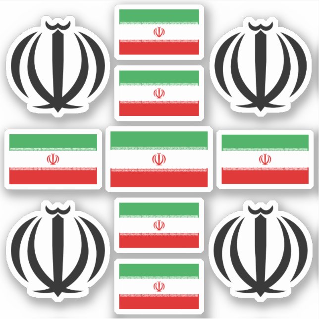 Pegatina Símbolos/emblema nacional iraní y bandera (Anverso)