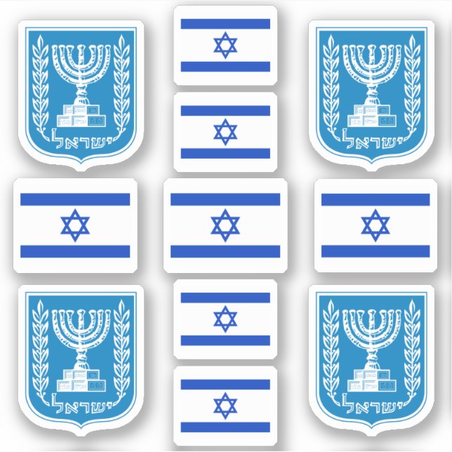 Pegatina Símbolos/emblema nacional israelí y bandera (Anverso)