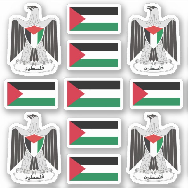 Pegatina Símbolos/emblema nacional palestino y bandera (Anverso)