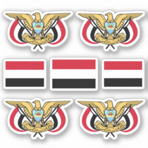 Pegatina Símbolos/emblema y bandera de Yemen