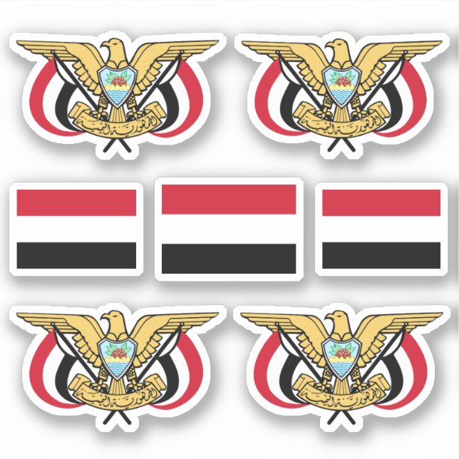 Pegatina Símbolos/emblema y bandera de Yemen (Anverso)