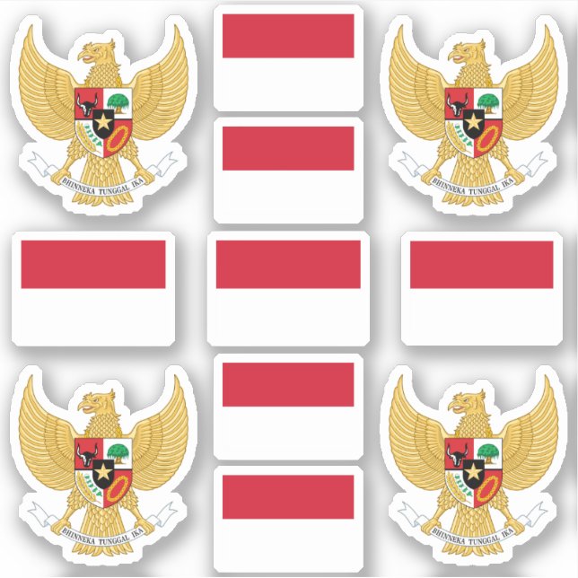 Pegatina Símbolos/escudo de armas y bandera de Indonesia (Anverso)