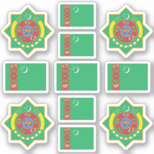 Pegatina Símbolos/escudo de armas y bandera de Turkmenistán