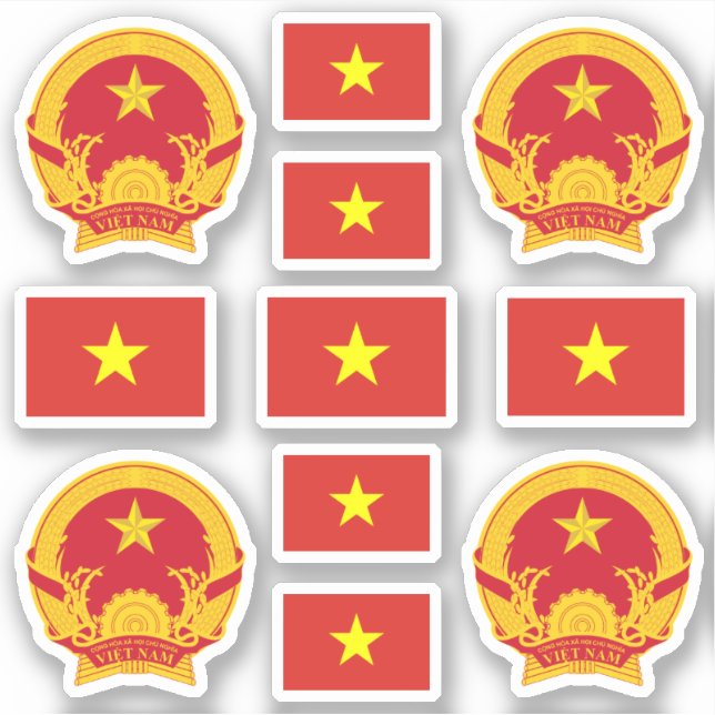 Pegatina Símbolos/escudo de armas y bandera de Viet Nam (Anverso)