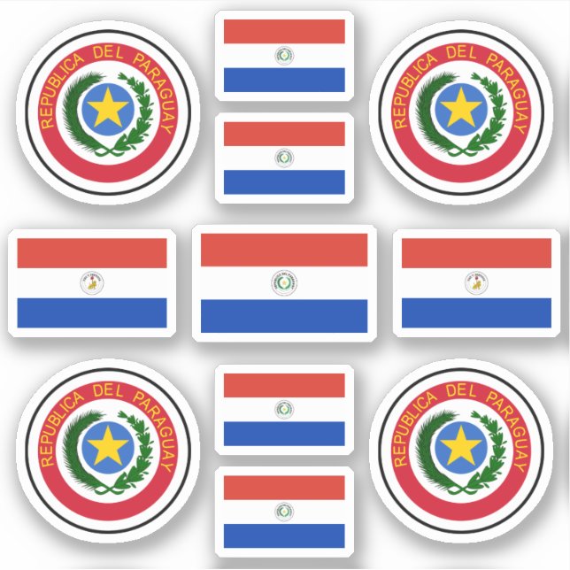 Pegatina Símbolos estatales paraguayos / escudo de armas y  (Anverso)