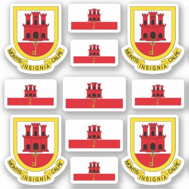 Pegatina Símbolos gibraltareños / escudo de armas y bandera (Anverso)
