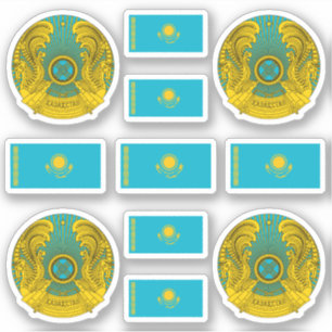 Pegatina Símbolos kazajos / escudo de armas y bandera