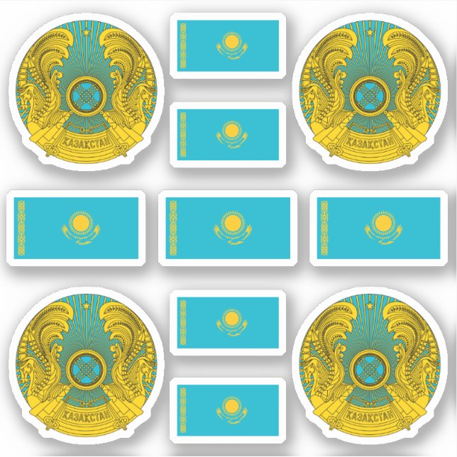 Pegatina Símbolos kazajos / escudo de armas y bandera (Anverso)