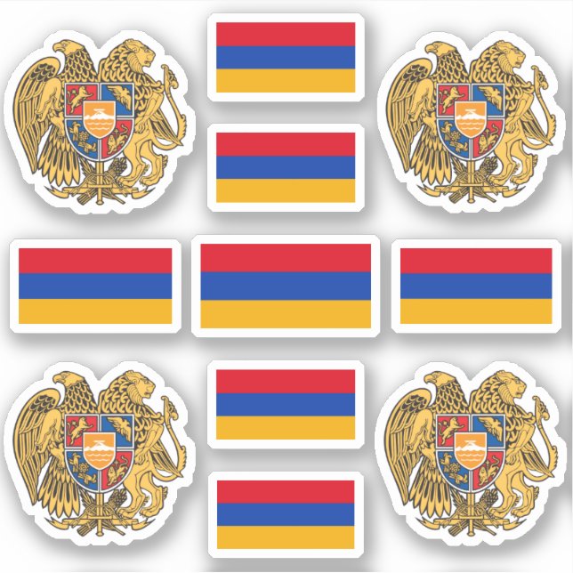 Pegatina Símbolos nacionales armenios/Escudo de armas y ban (Anverso)