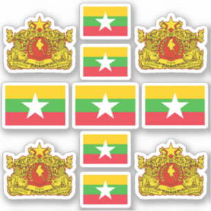 Pegatina Símbolos nacionales birmanos / escudo de armas y b