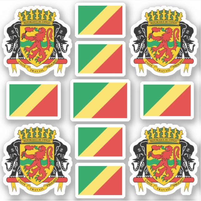 Pegatina Símbolos nacionales congoleños/Escudo de armas y f (Anverso)
