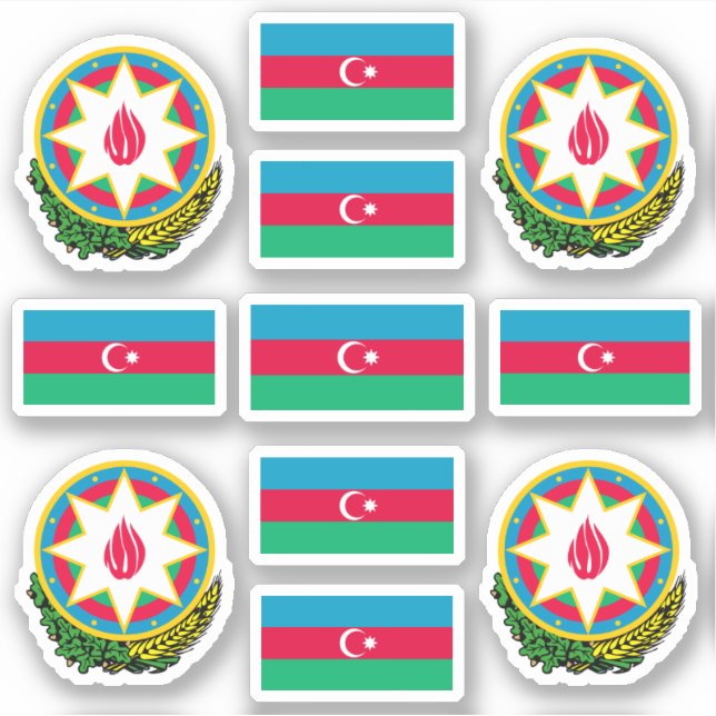 Pegatina Símbolos nacionales de Azerbaiyán/Escudo de armas  (Anverso)