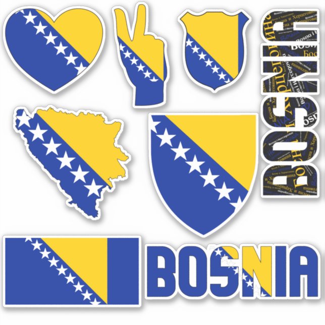 Pegatina Símbolos nacionales de formas asombrosas de Bosnia (Anverso)