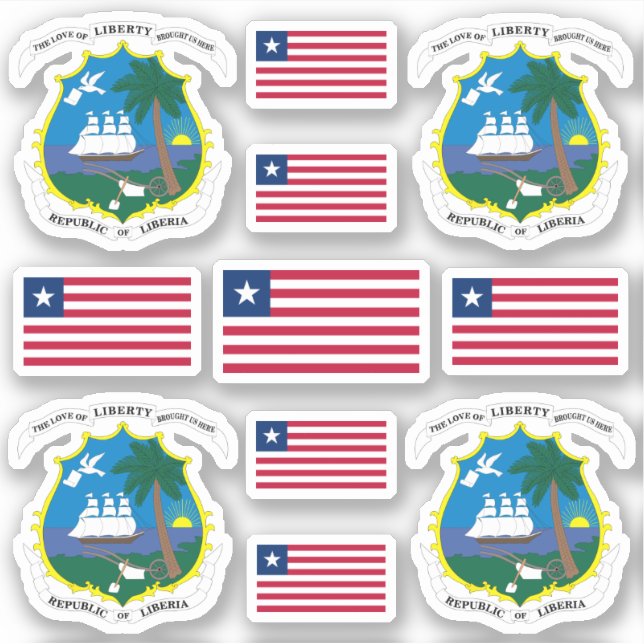 Pegatina Símbolos nacionales de Liberia/Escudo de armas y b (Anverso)