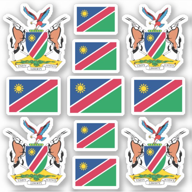 Pegatina Símbolos nacionales de Namibia/Escudo de armas y p (Anverso)