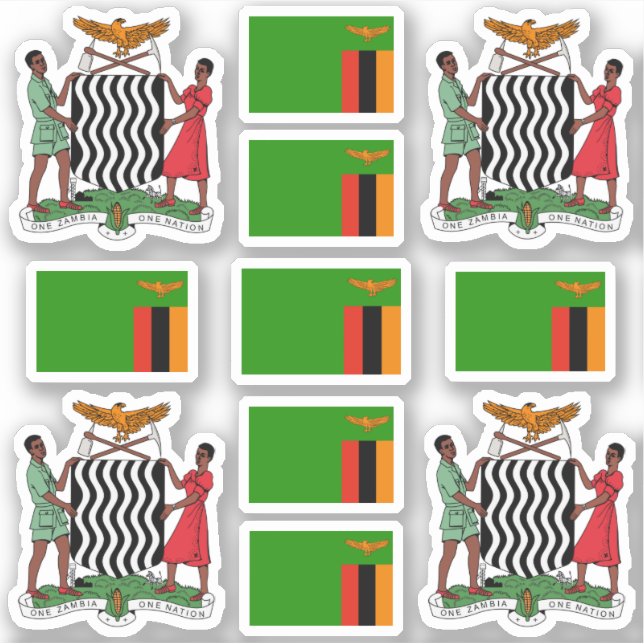 Pegatina Símbolos nacionales de Zambia/Escudo de armas y ba (Anverso)