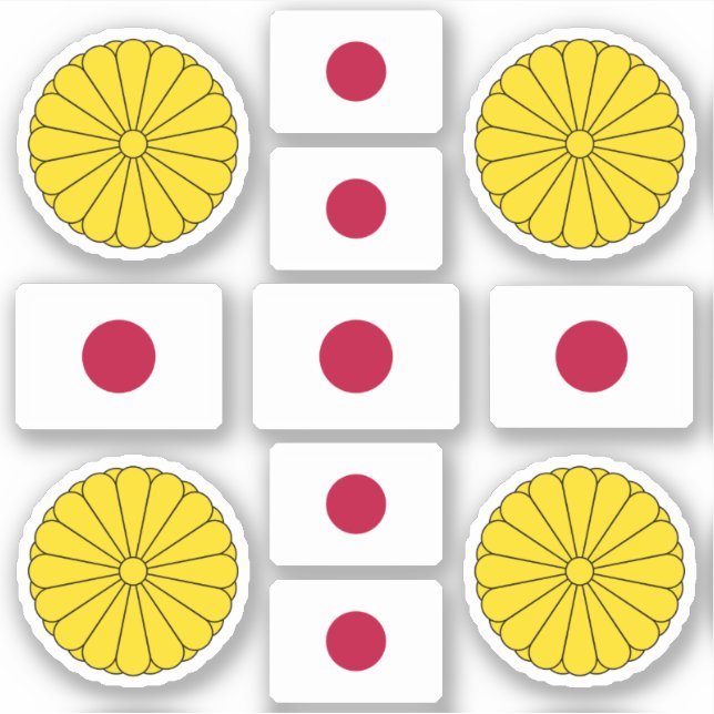 Pegatina Símbolos nacionales japoneses / escudo de armas y  (Anverso)