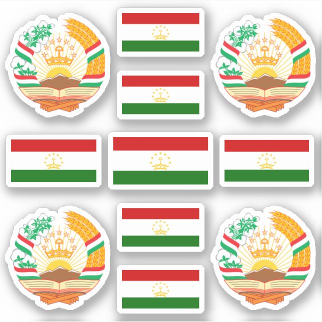 Pegatina Símbolos nacionales tayikos / escudo de armas y ba (Anverso)