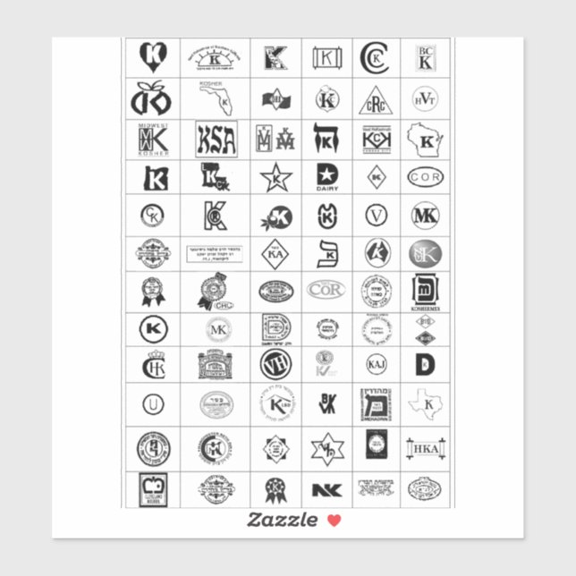 Pegatina Símbolos recomendados de Kosher (Hoja)