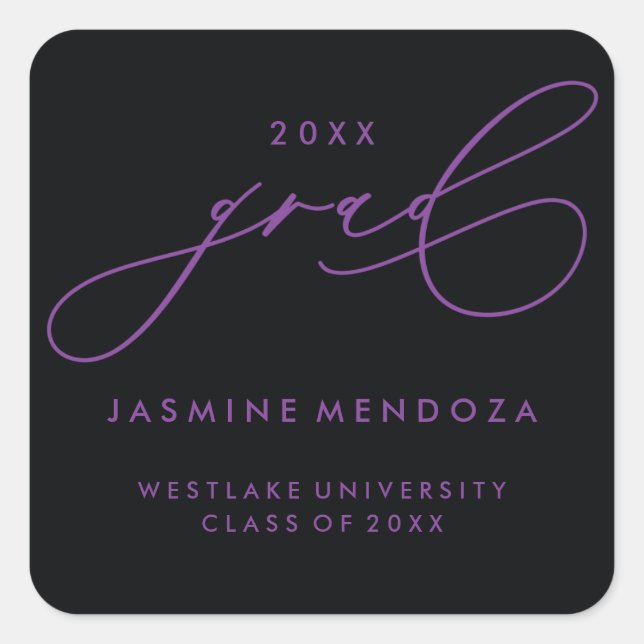 Pegatina SIMPLE DE GRADUACIÓN DE CALIGRAFÍA BÁSICA (Anverso)