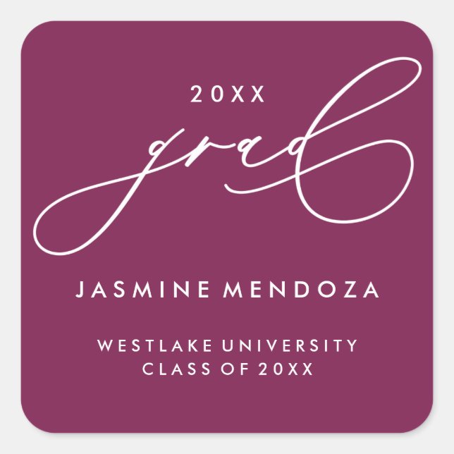 Pegatina SIMPLE DE GRADUACIÓN DE CALIGRAFÍA BÁSICA (Anverso)