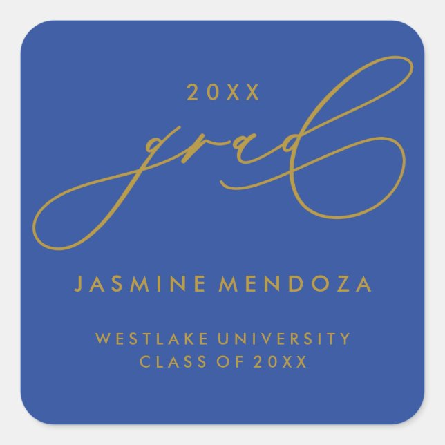 Pegatina SIMPLE DE GRADUACIÓN DE CALIGRAFÍA BÁSICA (Anverso)