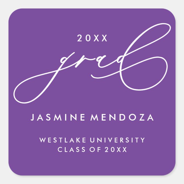 Pegatina SIMPLE DE GRADUACIÓN DE CALIGRAFÍA BÁSICA (Anverso)