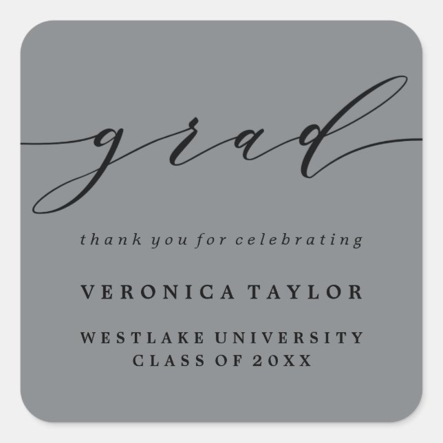 Pegatina SIMPLE DE GRADUACIÓN DE CALIGRAFÍA MINIMA (Anverso)