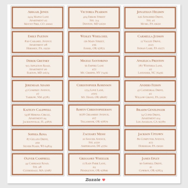 Pegatina Simple dirección de invitado Boho Ivory Boda (Hoja)