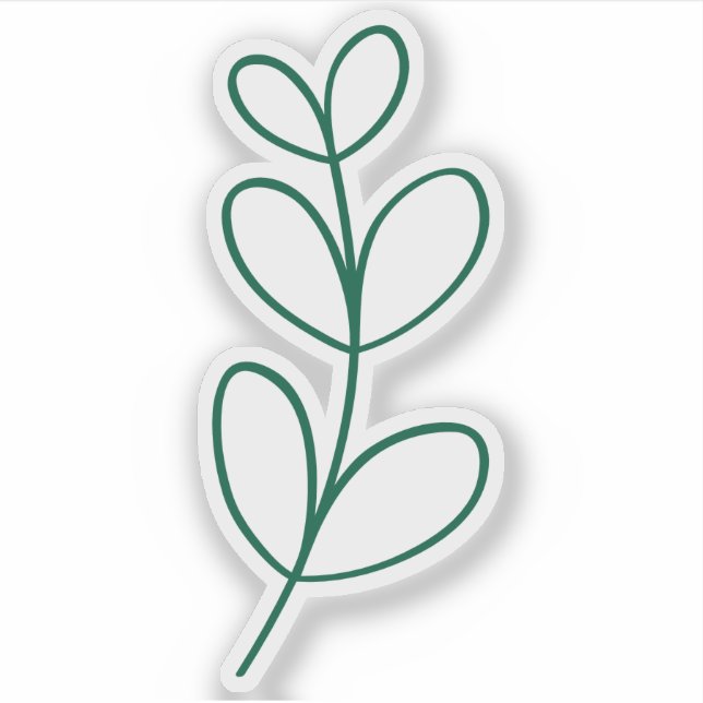 Pegatina Simple Green Leaf Line Art (Anverso)