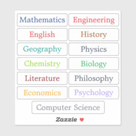 Pegatina Simple High School Subject Labels