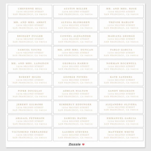 Pegatina Simple Monograma de Oro Antiguo Elegante Boda (Hoja)