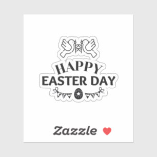 Pegatina Simple negro "Feliz Día de Pascua"