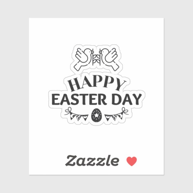 Pegatina Simple negro "Feliz Día de Pascua" (Hoja)