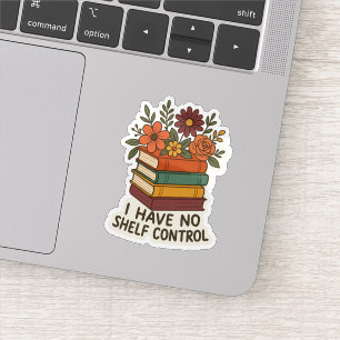 Pegatina Sin control de plataforma, pila de libros florales