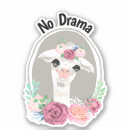 Pegatina "Sin drama" Señora Llama con Rosas