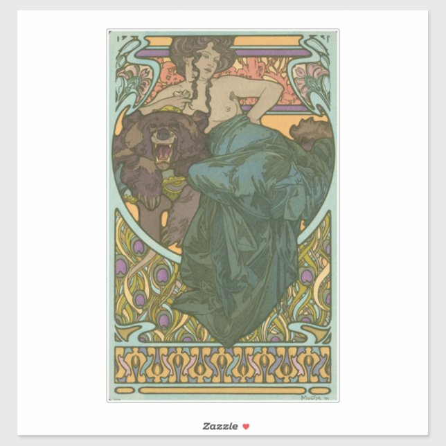 Pegatina Sin título de Alphonse Mucha (1902) (Hoja)