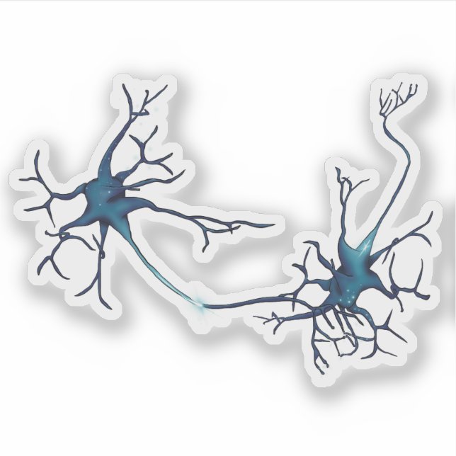 Pegatina Sinapsis entre neuronas, neuronas neurocientíficas (Anverso)